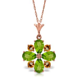 ALARRI 2.43 CTW 14K Solid Rose Gold Summer Peridot Citrine Necklace