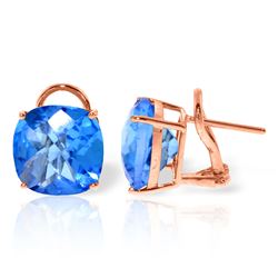 ALARRI 7.2 CTW 14K Solid Rose Gold Cushion Blue Topaz Earrings