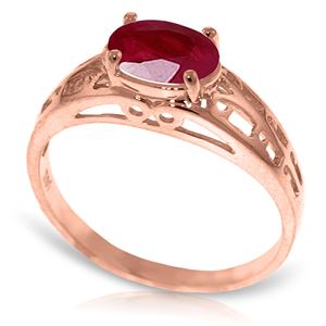 ALARRI 14K Solid Rose Gold Filigree Ring w/ Natural Ruby