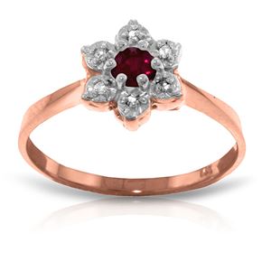 ALARRI 14K Solid Rose Gold Ring w/ Natural Diamonds & Ruby