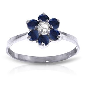 ALARRI 0.5 Carat 14K Solid White Gold Lovingkindness Sapphire Diamond Ring