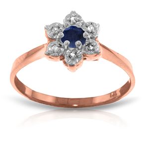 ALARRI 14K Solid Rose Gold Ring w/ Natural Diamonds & Sapphire