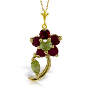 ALARRI 0.87 Carat 14K Solid Gold Flora Ruby Peridot Necklace