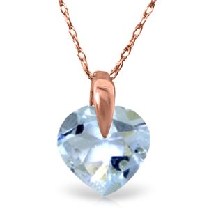 ALARRI 1.15 Carat 14K Solid Rose Gold Lonely Heart Aquamarine Necklace