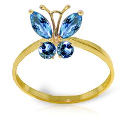 ALARRI 0.6 Carat 14K Solid Gold Butterfly Ring Natural Blue Topaz