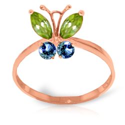 ALARRI 0.6 CTW 14K Solid Rose Gold Butterfly Ring Peridot Blue Topaz