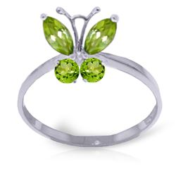 ALARRI 0.6 CTW 14K Solid White Gold Butterfly Ring Natural Peridot