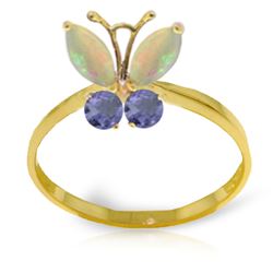 ALARRI 0.7 Carat 14K Solid Gold Butterfly Ring Opal Tanzanite