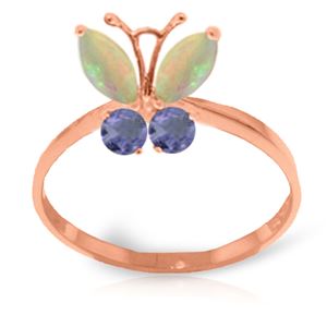 ALARRI 0.7 CTW 14K Solid Rose Gold Butterfly Ring Opal Tanzanite