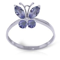 ALARRI 0.6 Carat 14K Solid White Gold Butterfly Ring Natural Tanzanite