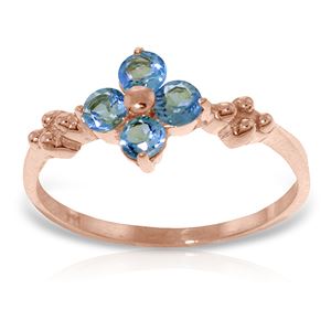 ALARRI 14K Solid Rose Gold Ring w/ Natural Blue Topaz