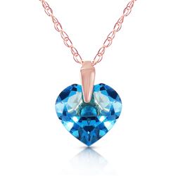 ALARRI 1.15 Carat 14K Solid Rose Gold Lonely Heart Blue Topaz Necklace