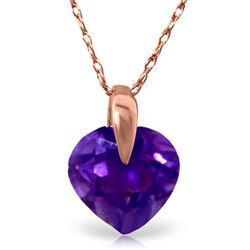 ALARRI 1.15 CTW 14K Solid Rose Gold Heart Amethyst Necklace