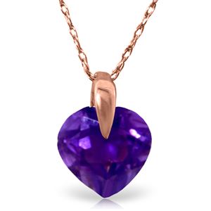 ALARRI 1.15 CTW 14K Solid Rose Gold Heart Amethyst Necklace