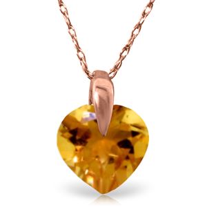 ALARRI 1.15 Carat 14K Solid Rose Gold Lonely Heart Citrine Necklace