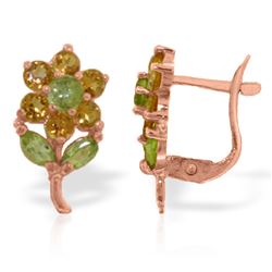 ALARRI 2.12 Carat 14K Solid Rose Gold Flowers Stud Earrings Citrine Peridot