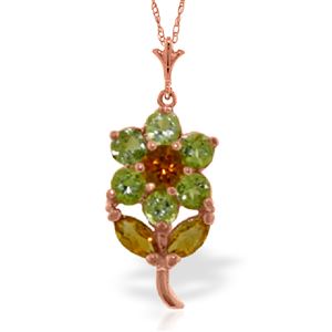 ALARRI 1.06 CTW 14K Solid Rose Gold Flower Necklace Peridot Citrine