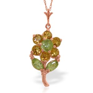 ALARRI 1.06 Carat 14K Solid Rose Gold Flower Necklace Citrine Peridot