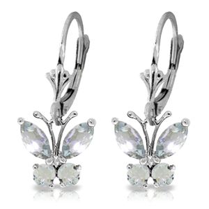 ALARRI 1.24 Carat 14K Solid White Gold Butterfly Earrings Natural Aquamarine