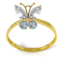 ALARRI 0.6 Carat 14K Solid Gold Butterfly Ring Natural Aquamarine