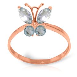 ALARRI 0.6 CTW 14K Solid Rose Gold Butterfly Ring Natural Aquamarine