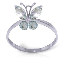 ALARRI 0.6 CTW 14K Solid White Gold Butterfly Ring Natural Aquamarine