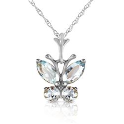 ALARRI 0.6 CTW 14K Solid White Gold Butterfly Necklace Aquamarine