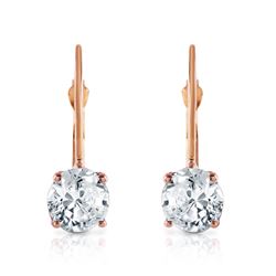 ALARRI 1 Carat 14K Solid Rose Gold Leverback Earrings 1.0 Carat Diamond