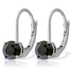 ALARRI 1 CTW 14K Solid White Gold Leverback Earrings 1.0 Carat Black Diamond