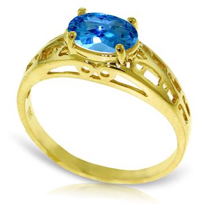 ALARRI 1.15 CTW 14K Solid Gold Filigree Ring Natural Blue Topaz