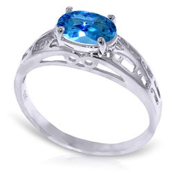 ALARRI 1.15 Carat 14K Solid White Gold Filigree Ring Natural Blue Topaz