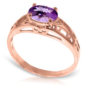 ALARRI 14K Solid Rose Gold Filigree Ring w/ Natural Purple Amethyst