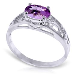 ALARRI 1.15 Carat 14K Solid White Gold Filigree Ring Natural Purple Amethyst