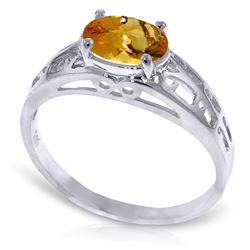 ALARRI 1.15 Carat 14K Solid White Gold Filigree Ring Natural Citrine