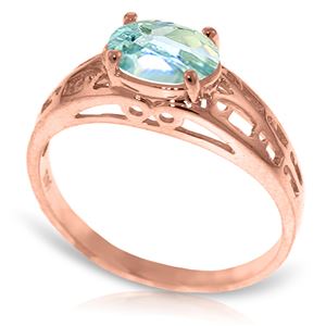 ALARRI 14K Solid Rose Gold Filigree Ring w/ Natural Aquamarine