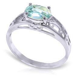 ALARRI 1.15 CTW 14K Solid White Gold Filigree Ring Natural Aquamarine