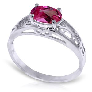 ALARRI 1.15 Carat 14K Solid White Gold Filigree Ring Natural Pink Topaz