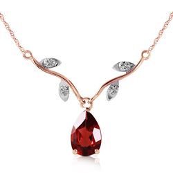 ALARRI 14K Solid Rose Gold Necklace w/ Natural Diamond & Garnet