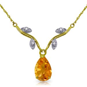 ALARRI 1.52 Carat 14K Solid Gold Sunny Heat Citrine Diamond Necklace