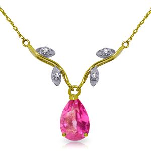 ALARRI 1.52 Carat 14K Solid Gold Burning Heat Pink Topaz Diamond Necklace