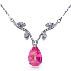 ALARRI 1.52 Carat 14K Solid White Gold Naturalive Moment Pink Topaz Diamond Necklace