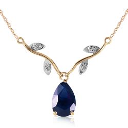 ALARRI 1.52 CTW 14K Solid Gold Necklace Natural Diamond Sapphire