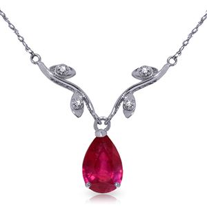 ALARRI 1.52 CTW 14K Solid White Gold Rosebud Ruby Diamond Necklace