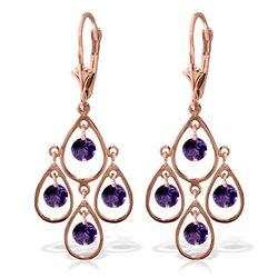 ALARRI 2.4 Carat 14K Solid Rose Gold Amethyst Chandelier Drops