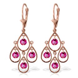 ALARRI 2.4 Carat 14K Solid Rose Gold Pink Topaz Tiered Earrings