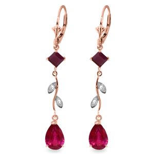 ALARRI 3.97 Carat 14K Solid Rose Gold Chandelier Earrings Diamond Ruby