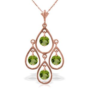 ALARRI 14K Solid Rose Gold Necklace w/ Natural Peridots