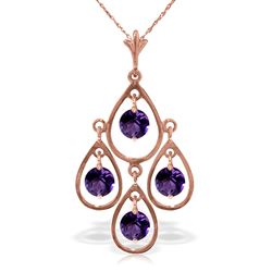 ALARRI 14K Solid Rose Gold Necklace w/ Natural Purple Amethysts