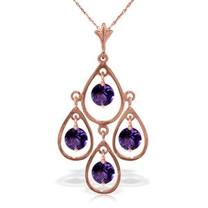 ALARRI 14K Solid Rose Gold Necklace w/ Natural Purple Amethysts