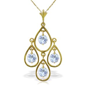 ALARRI 1.2 CTW 14K Solid Gold Love Droplets Aquamarine Necklace